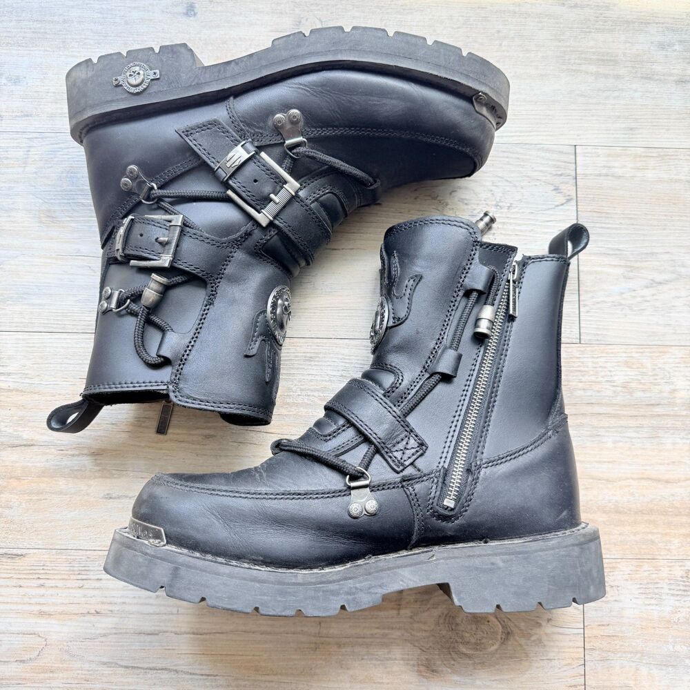Harley-Davidson Distortion Men's Black Leather Riding Boots Moto Biker Size 9